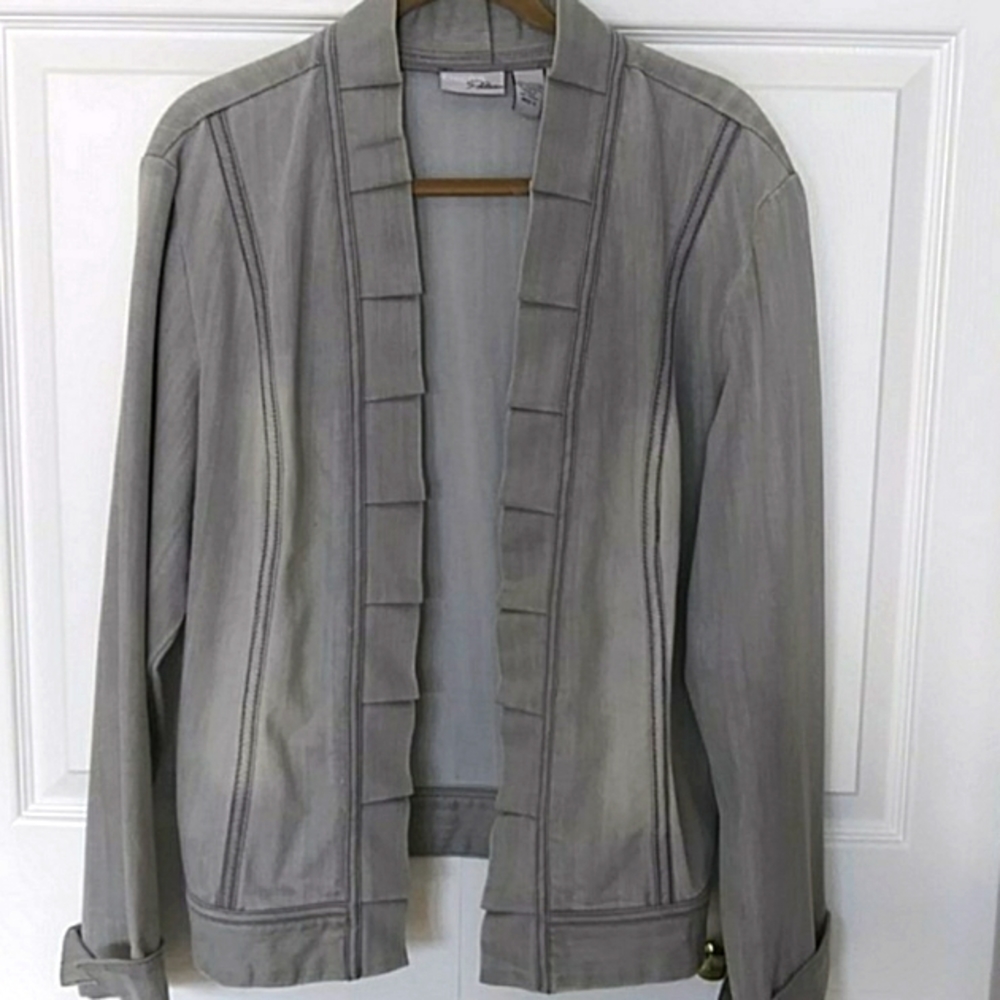 Chico's Grey Denim Jacket sz 3 or Xl